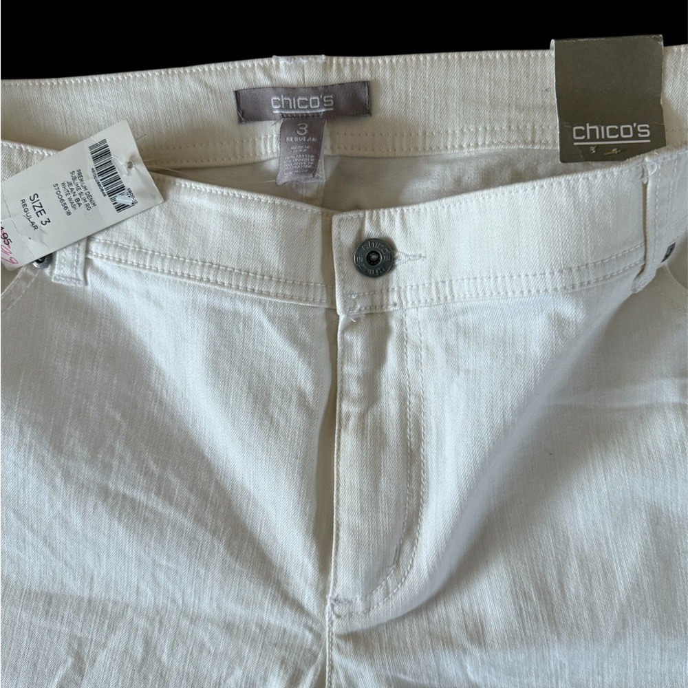 Chico's Women's High Rise Jeans in White Size 3 - Picture 3 of 4